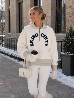 Free People x Tricia Fix Ski Society Quarter Zip Fleece Pullover